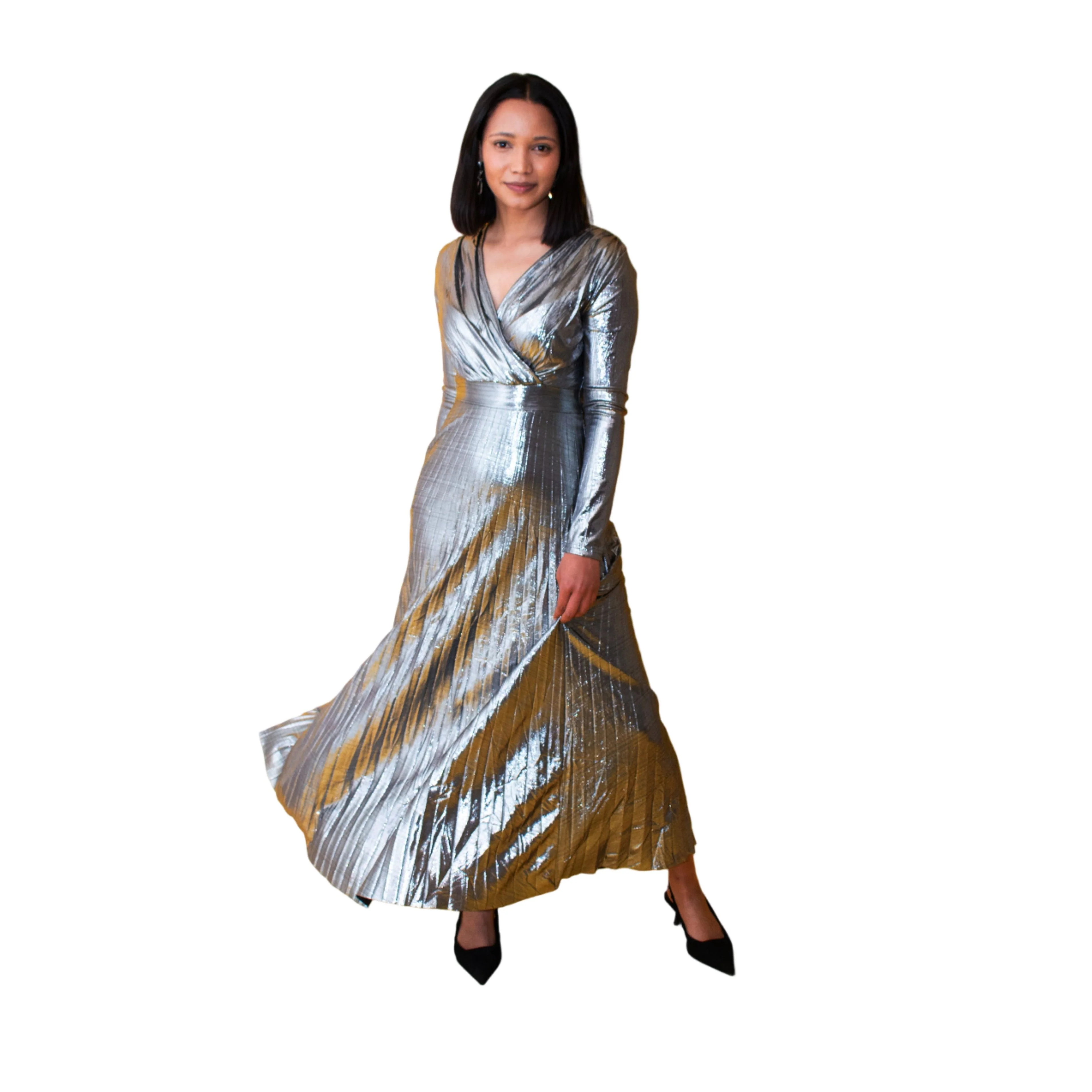 Vintage Pleated Maxi Dress - Image 3