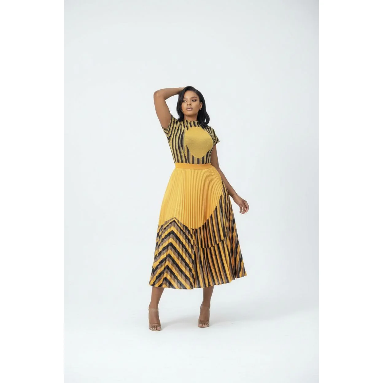 Vintage Pleated Skirt and Turtleneck Top