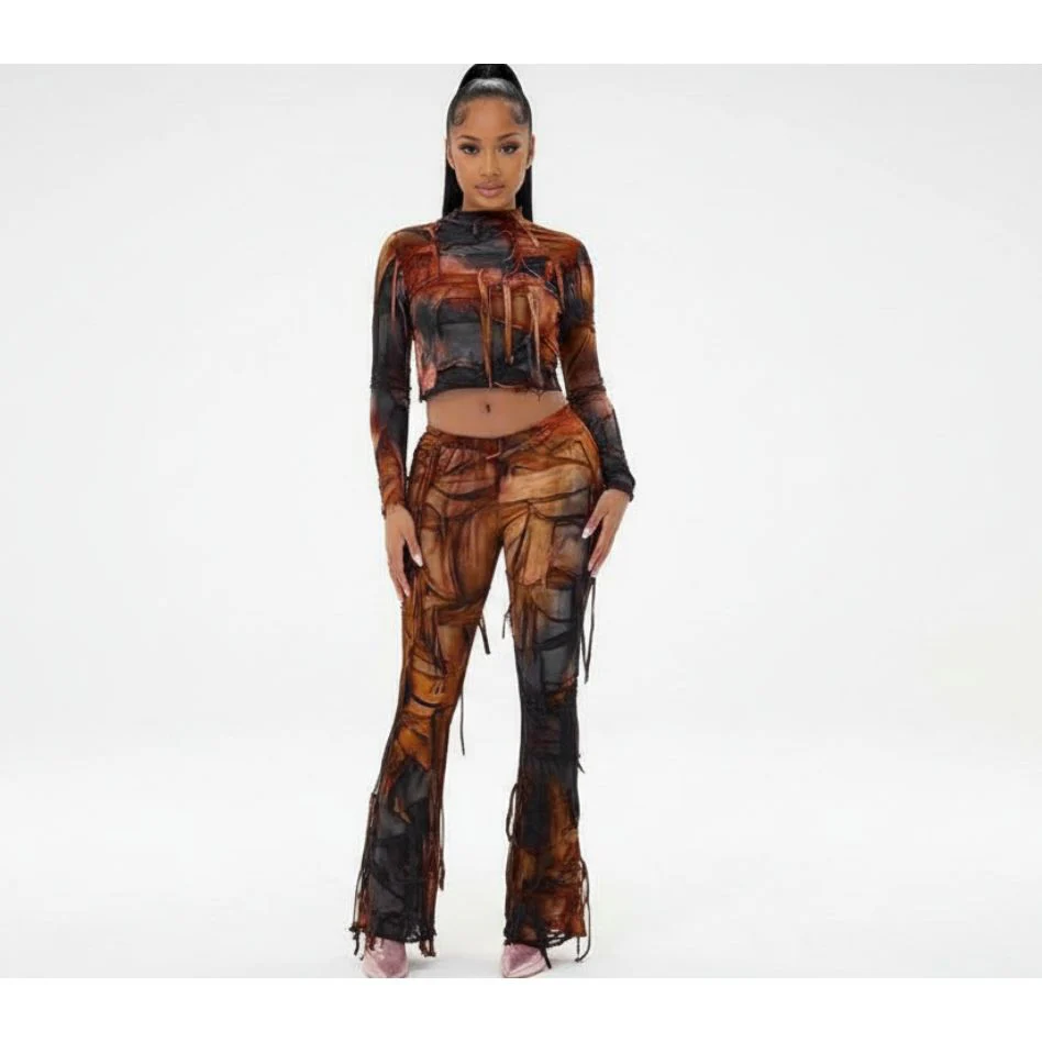 Vintage Ruffled Top & Pant Set