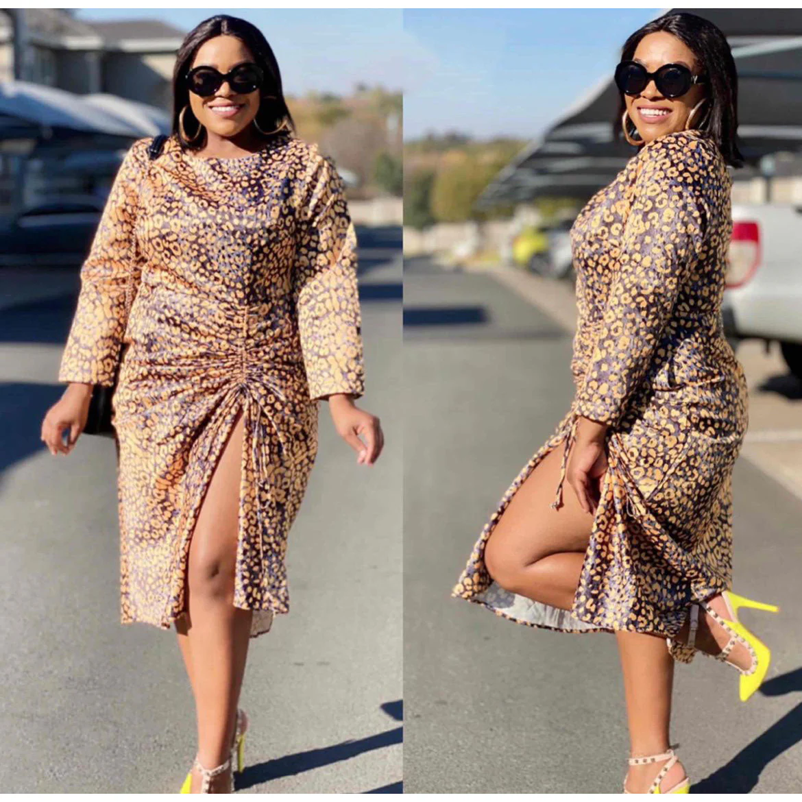 Vintage Sexy Printed Long Sleeve Dress - Image 2