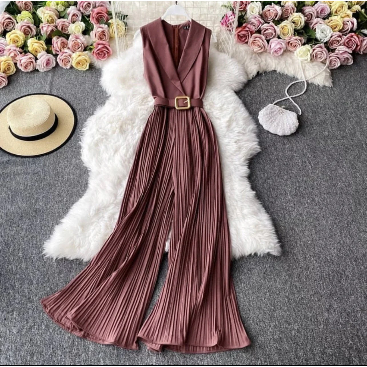Vintage Sleeveless Wide Leg Jumpsuit - Image 4