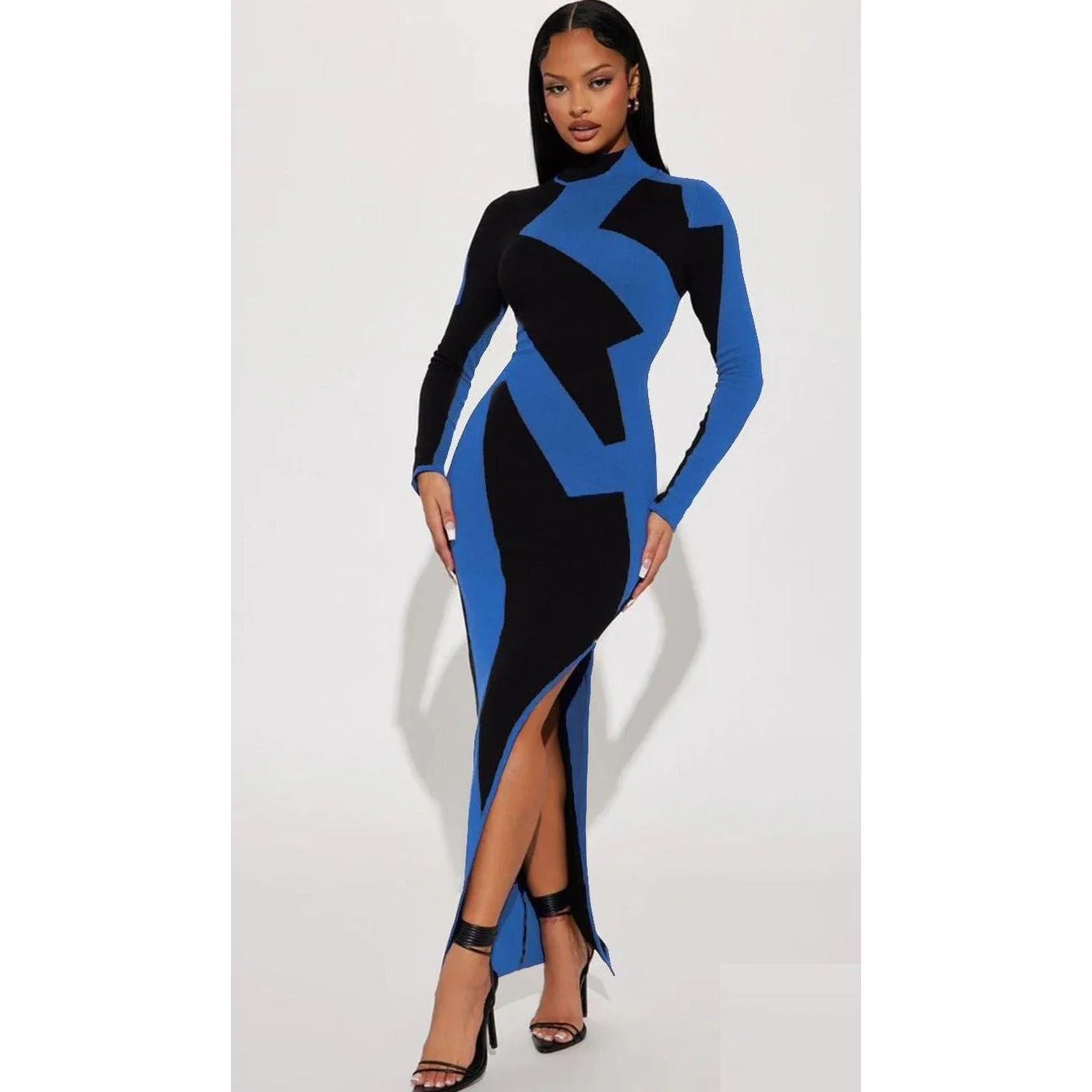 Vintage Slit Long Sleeve Dress