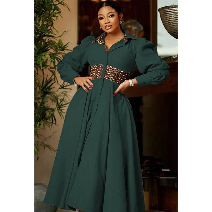 Vintage Turn-Down Collar Dress - Image 2