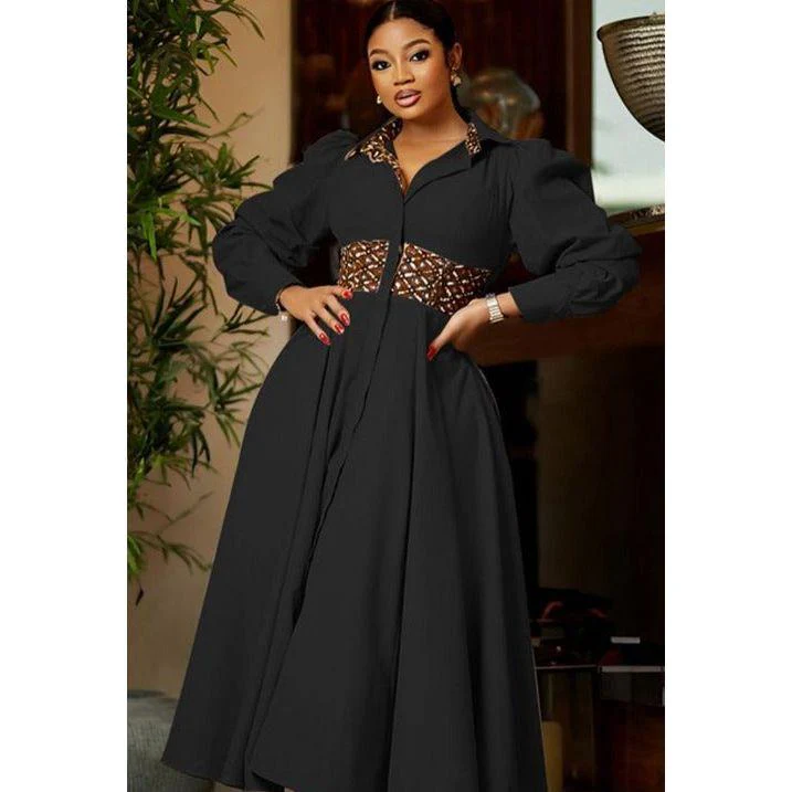 Vintage Turn-Down Collar Dress - Image 4