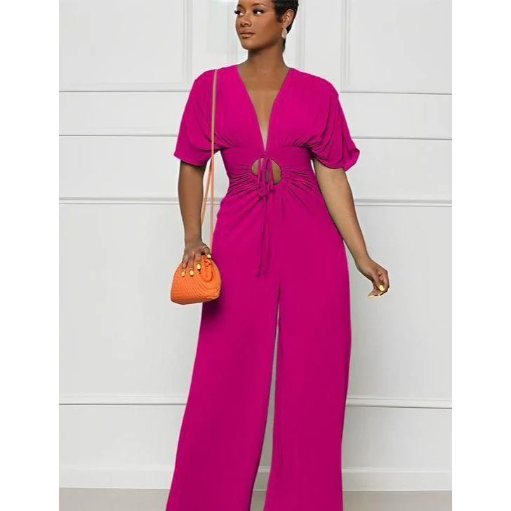 Vintage V-Neck Jumpsuit - Image 2