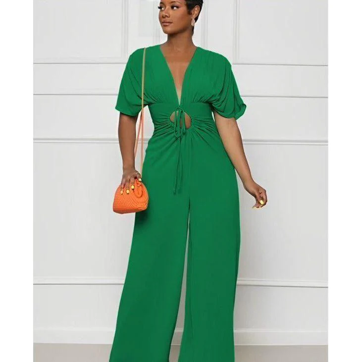 Vintage V-Neck Jumpsuit - Image 3