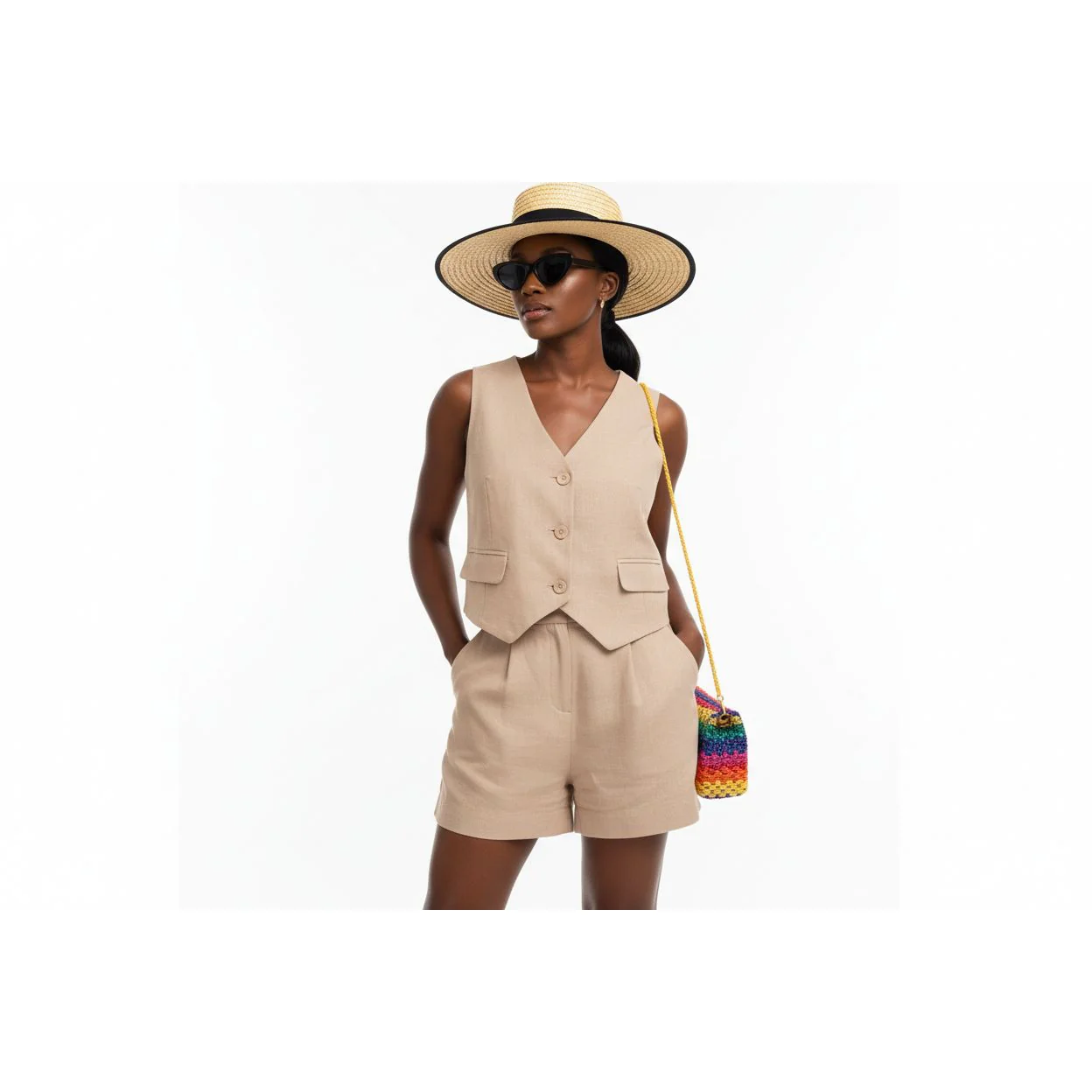 Vintage V-Neck Top and Pant Set - Image 4