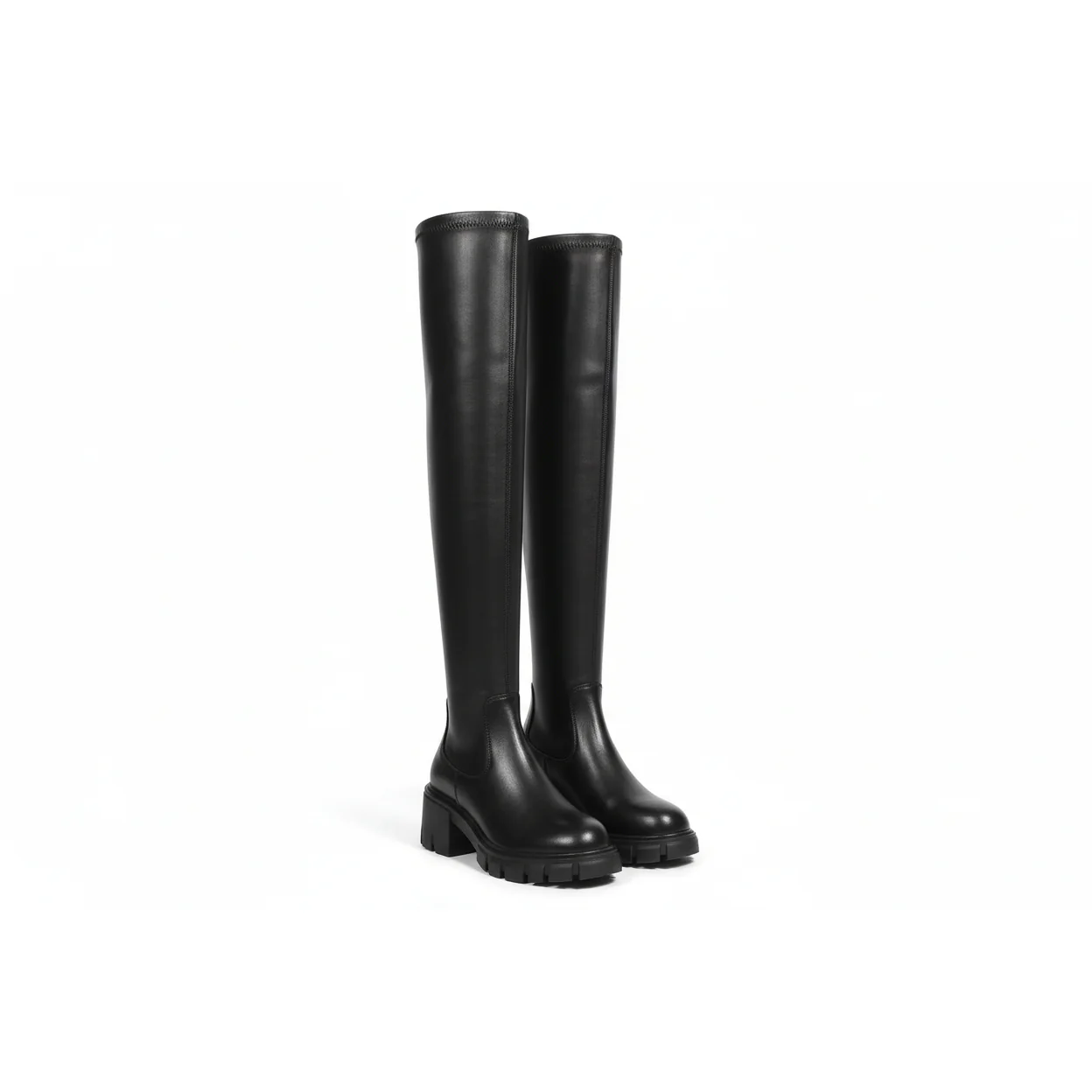 Warm Solid Thigh High Boots - Image 2