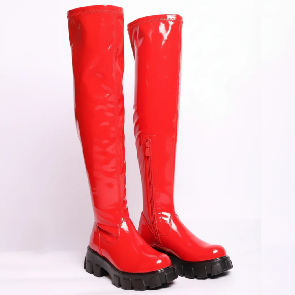 Warm Solid Thigh High Boots - Image 3
