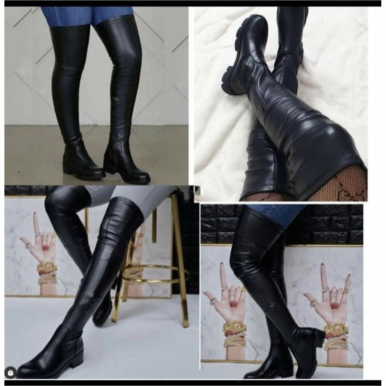 Warm Solid Thigh High Boots - Image 5