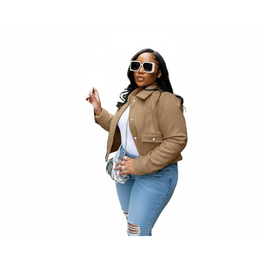 Structured Shoulder Boxy Crop Cargo Jacket - Image 3