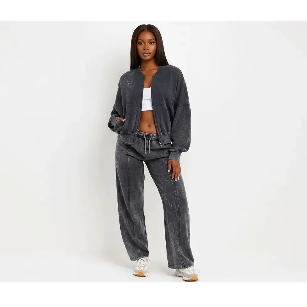 Washed Zip-Up Hoodie & High-Waisted Flare Pants - Image 5