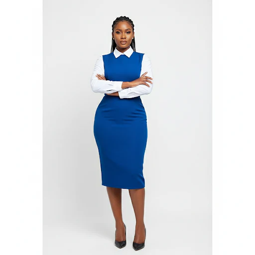 White Collar Shirt Attached Sexy Bodycon Formal Wear Dress