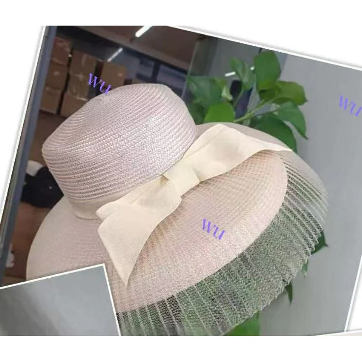 Wide Brim Summer Beach Bucket Hat with Bowknot Garden Wedding Sun Hat - Image 2