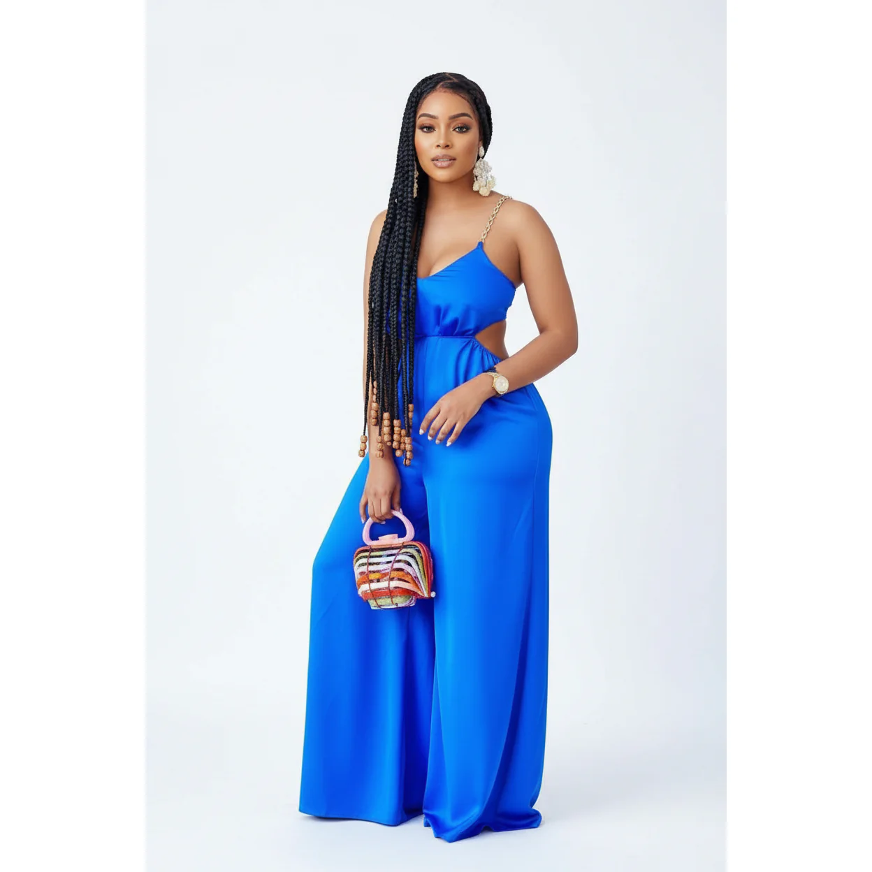 Wide Leg Back Tied Overall Jumpsuit - Image 2