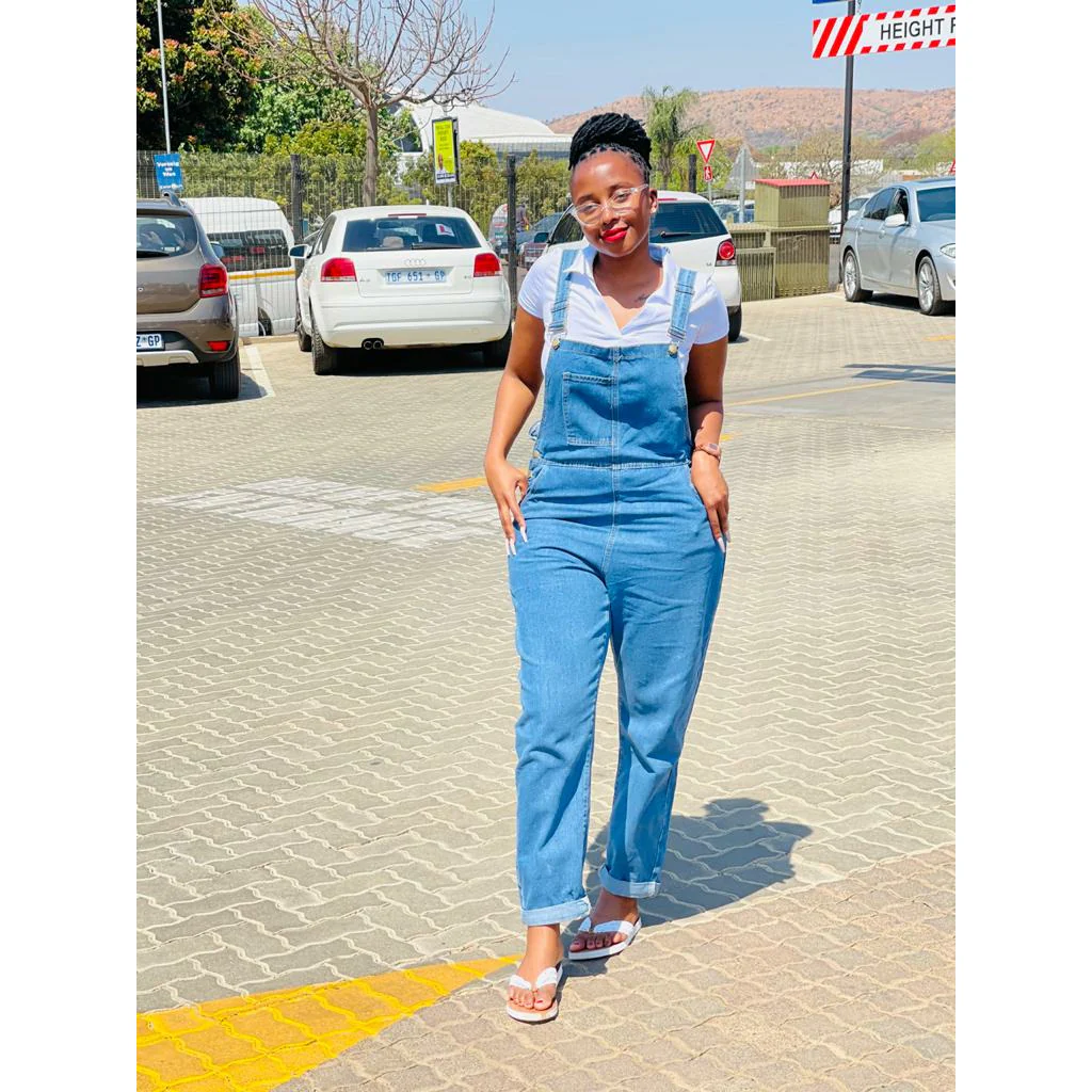 Wide Leg Denim Overall Jumpsuit - Image 4