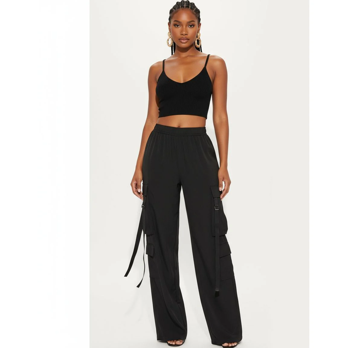 Drawstring Waist Knot Side Hem Pants. - Image 4