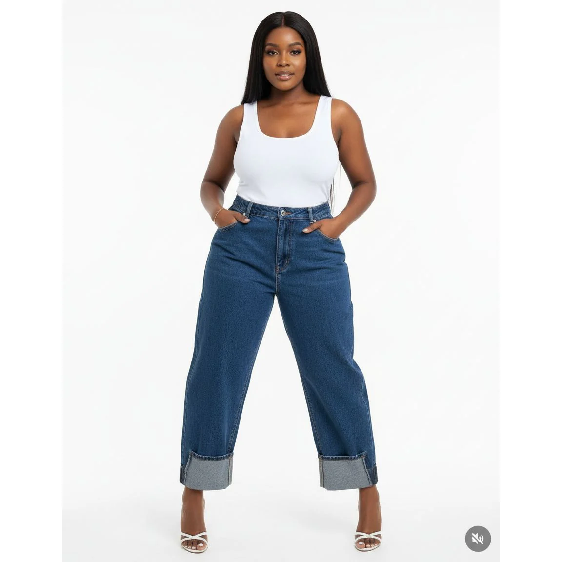 Wide Leg Turn Up Denim
