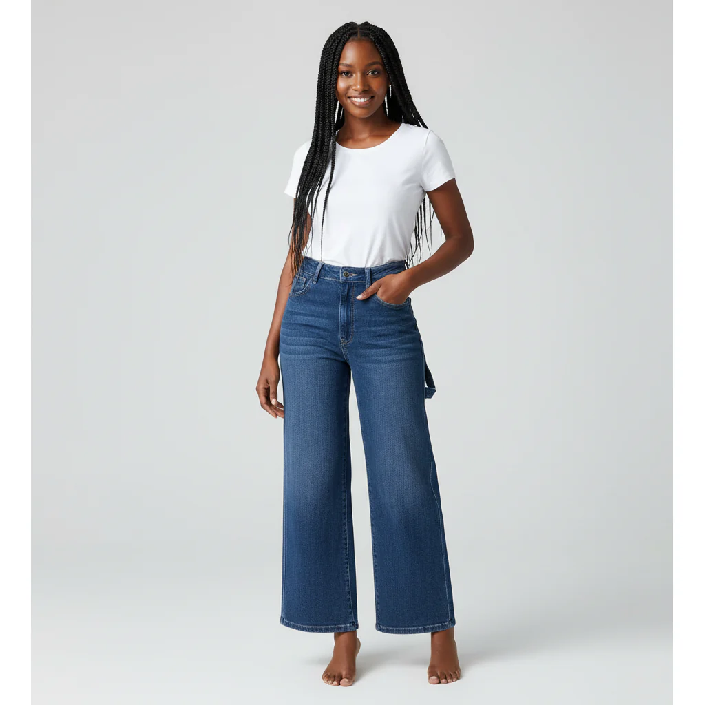 Wide Legs Straight Stretching Jeans