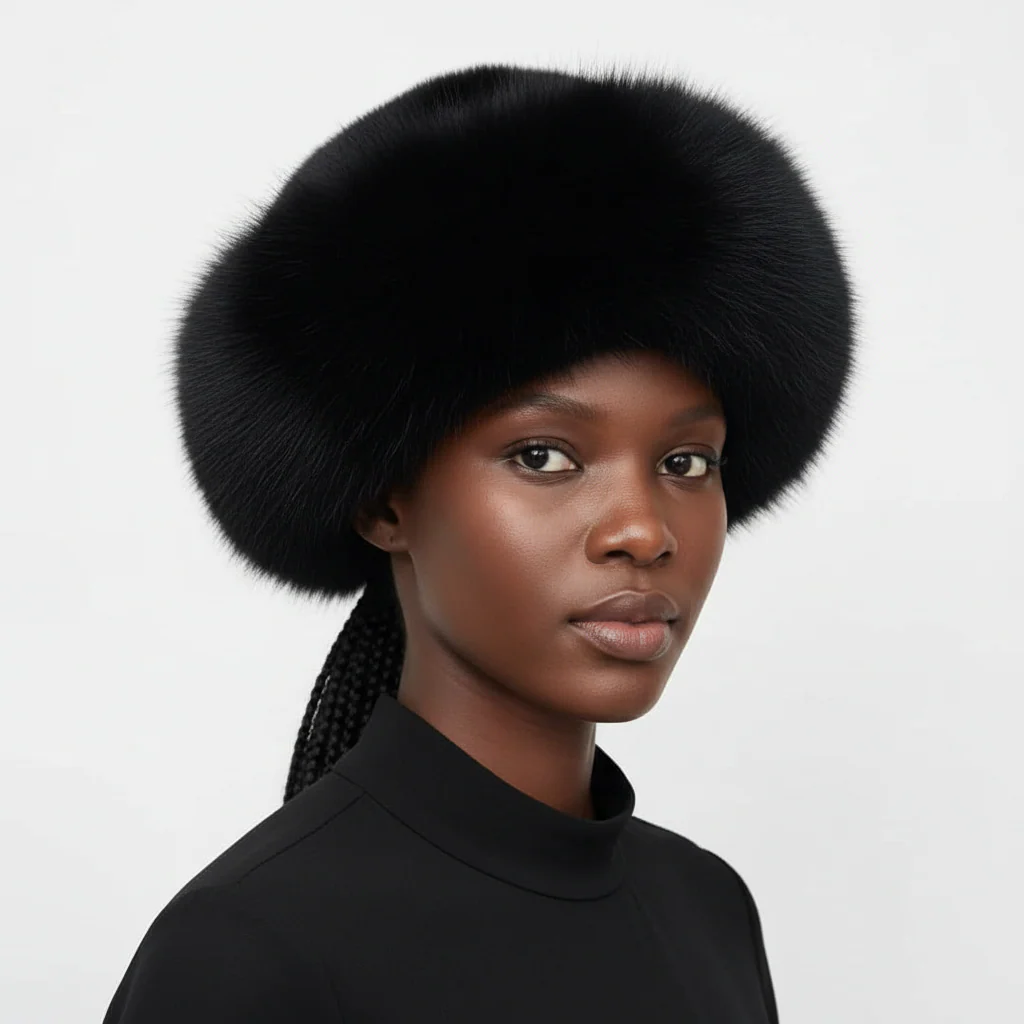 Winter Fur Hat Women Natural Raccoon Fox Fur Russian Hats