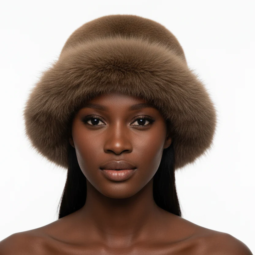 Winter Fur Hat Women Natural Raccoon Fox Fur Russian Hats - Image 2