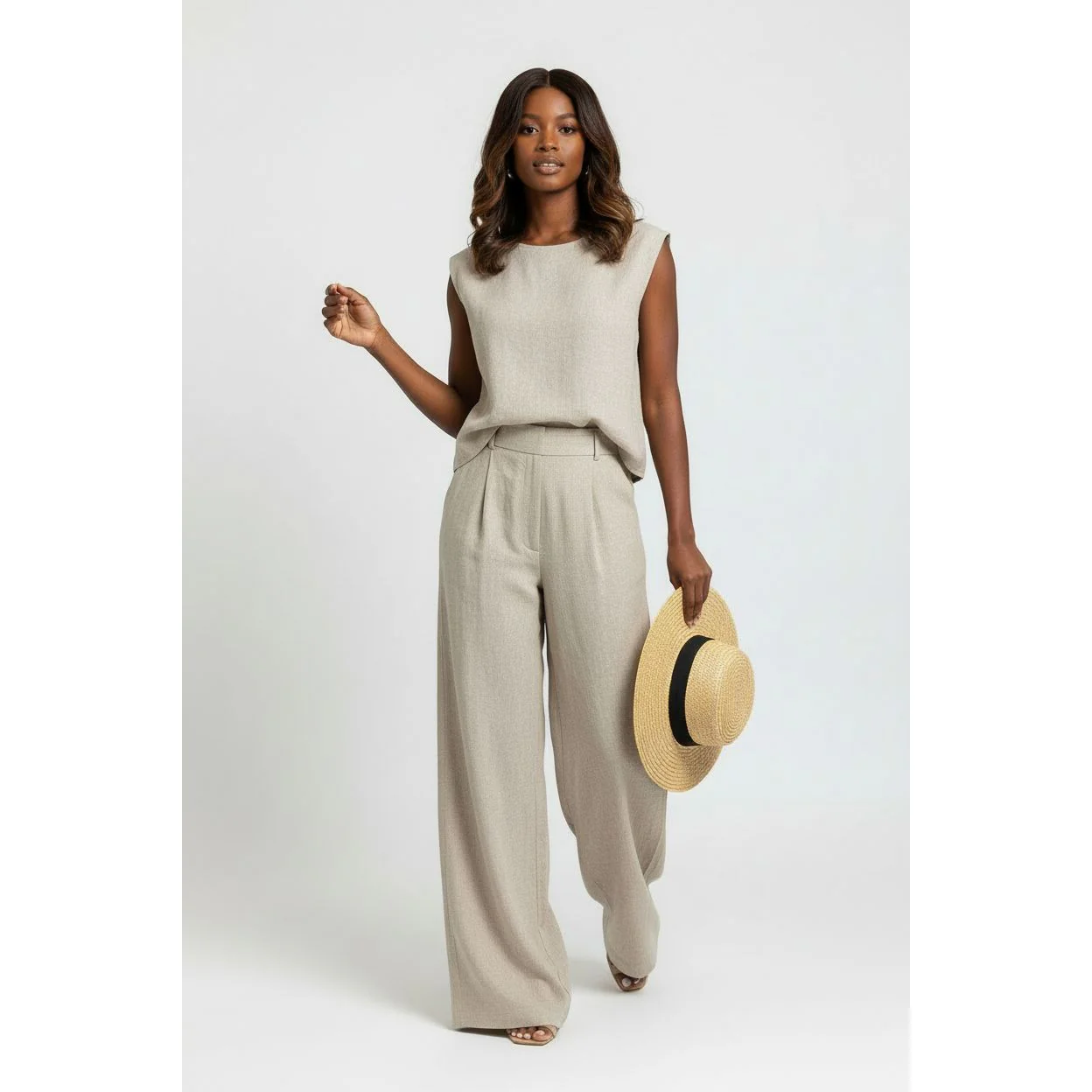 Summer Sleeveless Tank Top And Wide Leg Pants Sets