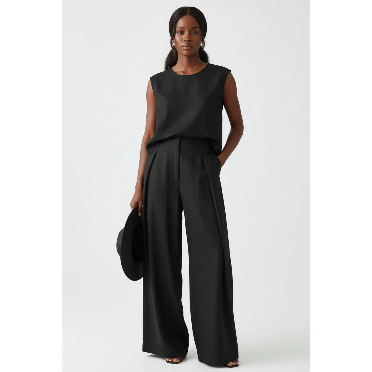 Summer Sleeveless Tank Top And Wide Leg Pants Sets - Image 3