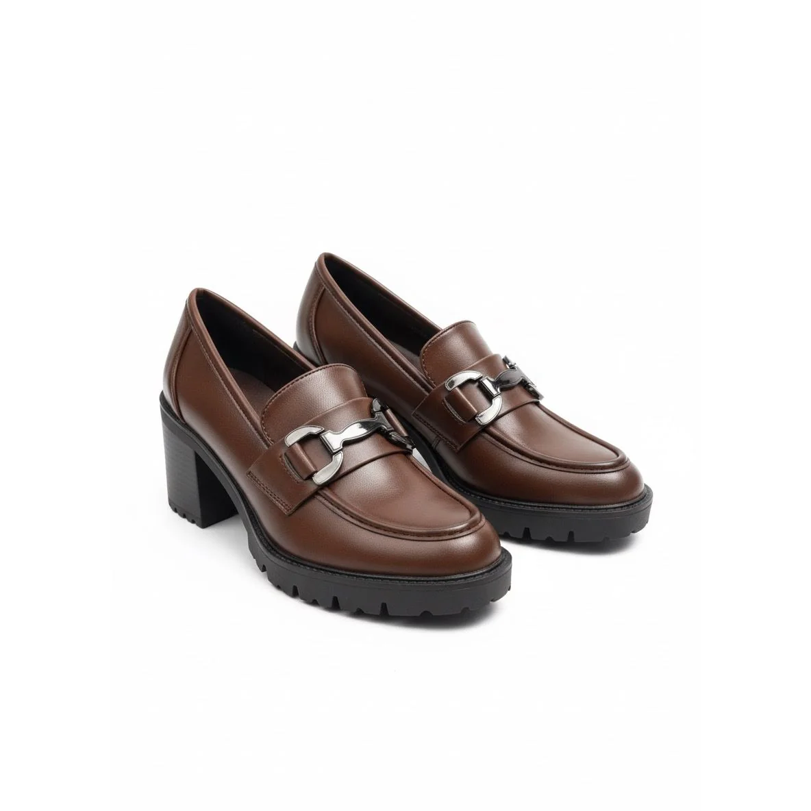 Women’s Block Heel Loafers – Chunky Slip-On Shoes - Image 2