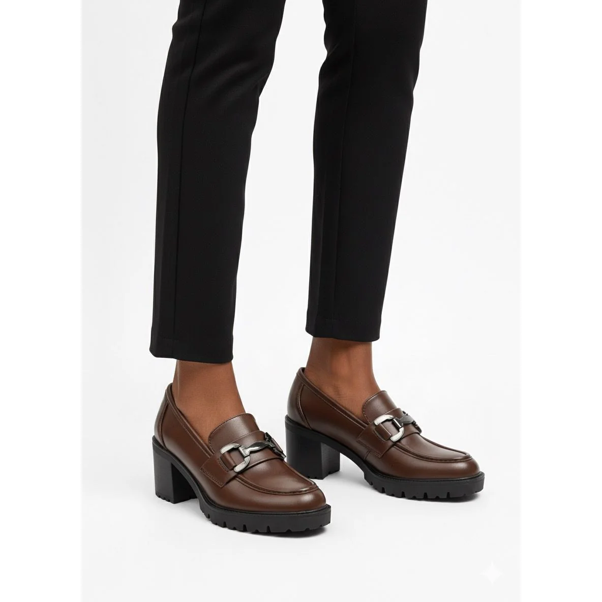 Women’s Block Heel Loafers – Chunky Slip-On Shoes - Image 4