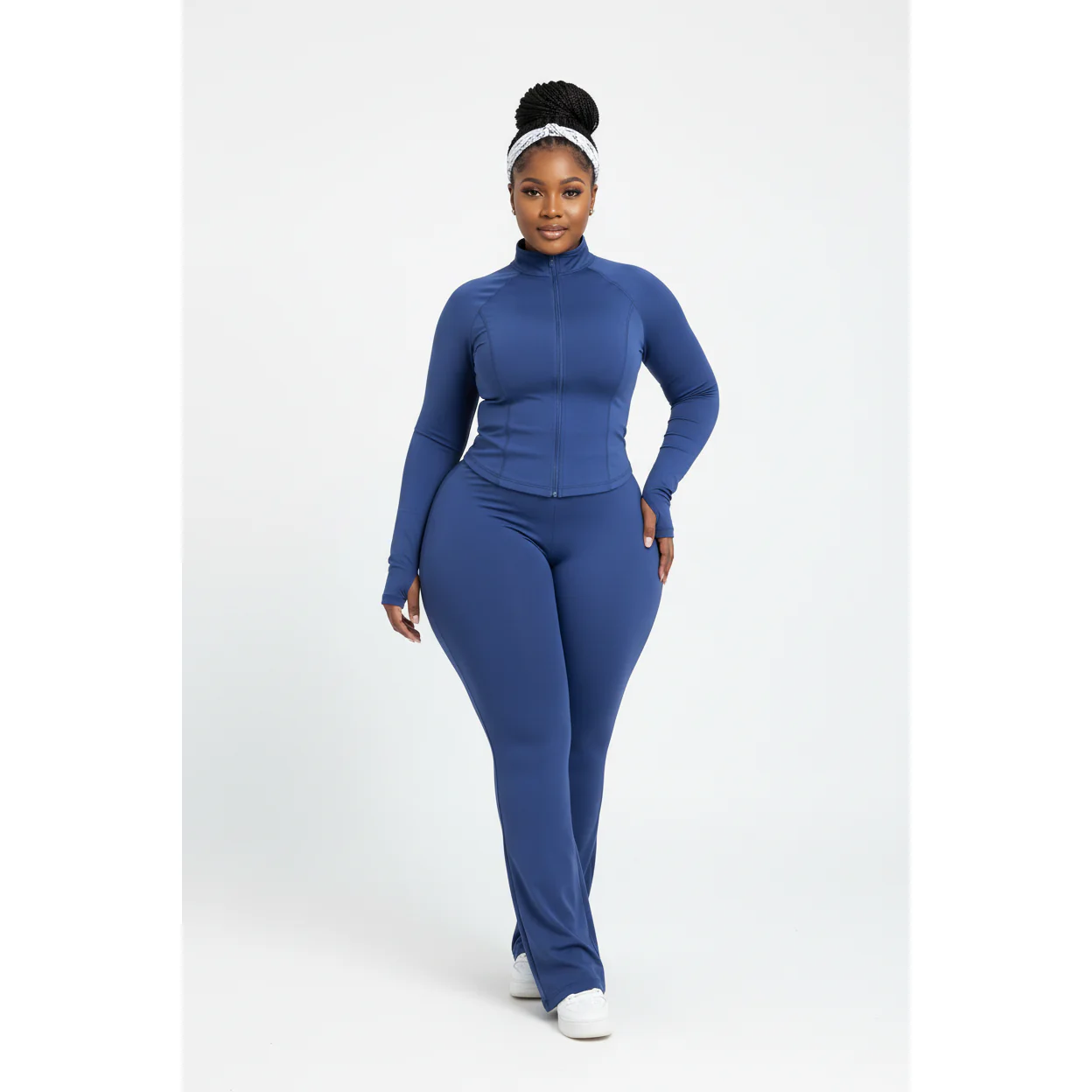 Women’s Two-Piece Zipper Top & Flared Pants Set