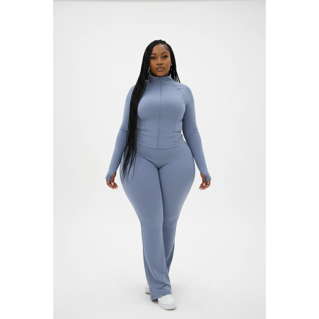 Women’s Two-Piece Zipper Top & Flared Pants Set - Image 2