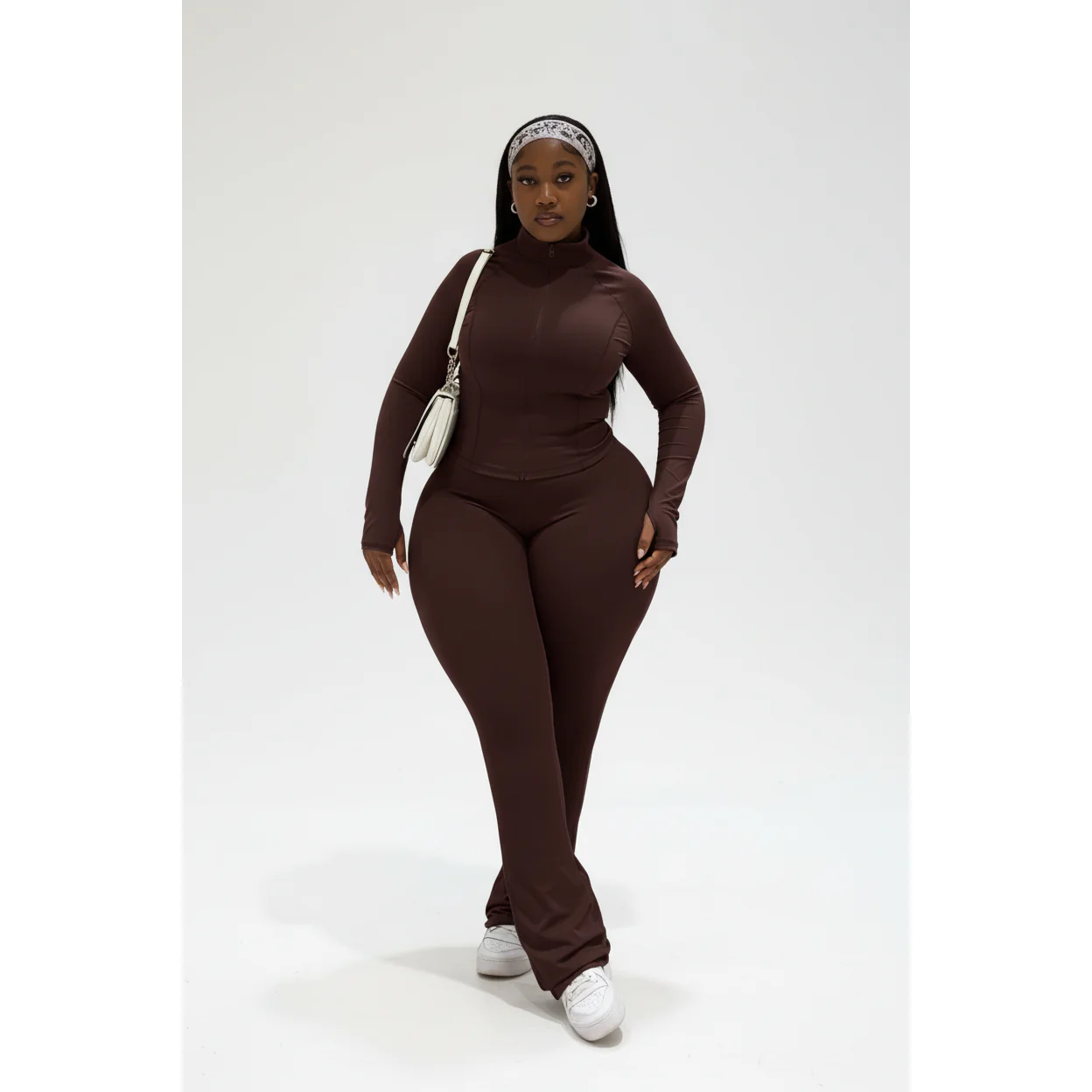 Women’s Two-Piece Zipper Top & Flared Pants Set - Image 4