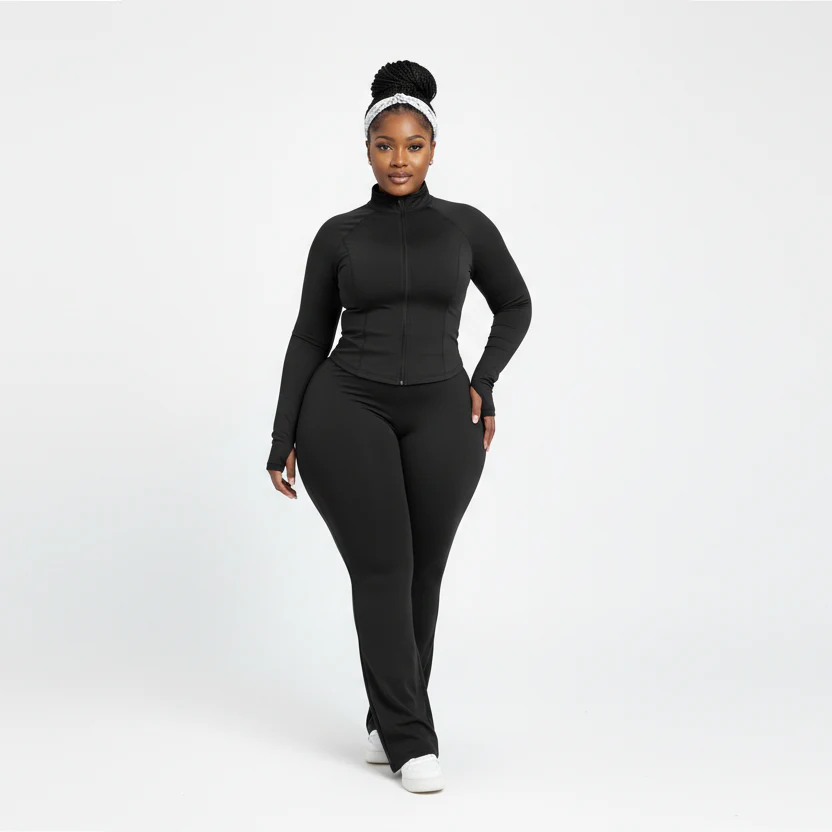 Women’s Two-Piece Zipper Top & Flared Pants Set - Image 5