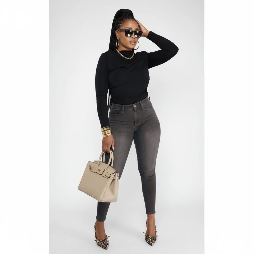 Women Street Style Outdoor Casual Skinny Fit Cropped Denim Jeans