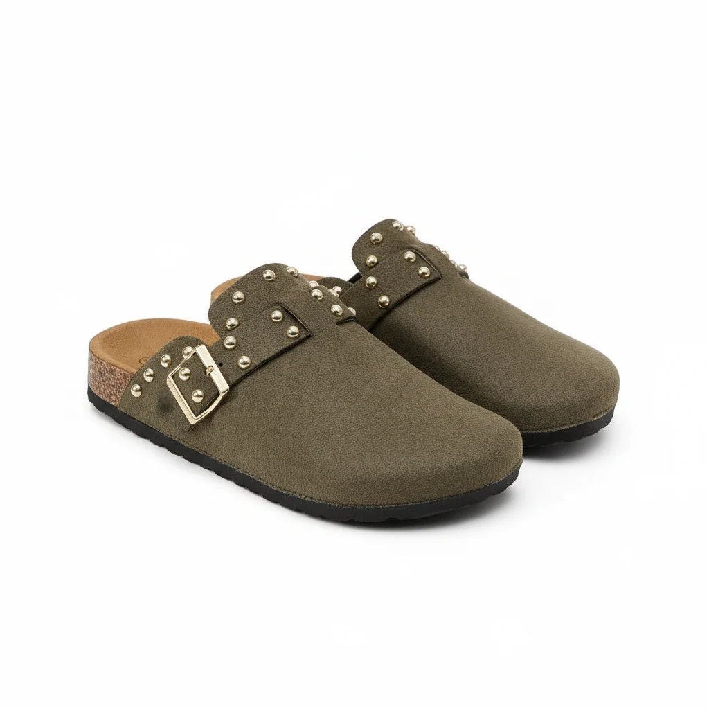 Women's Adjustable Buckle Casual Flat Slip-On Mules Shoes - Image 2