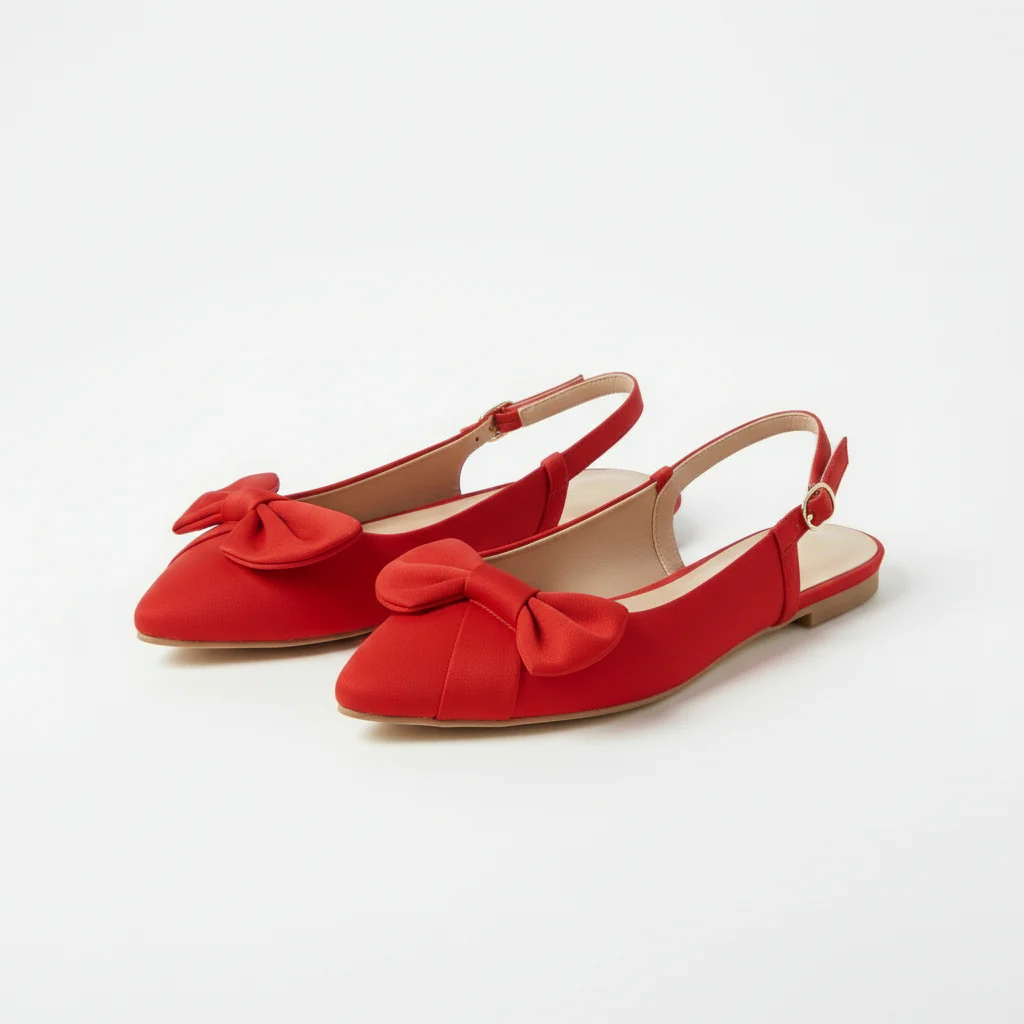 Women's Bow Trim Pointed Slingback Shoes - Image 4