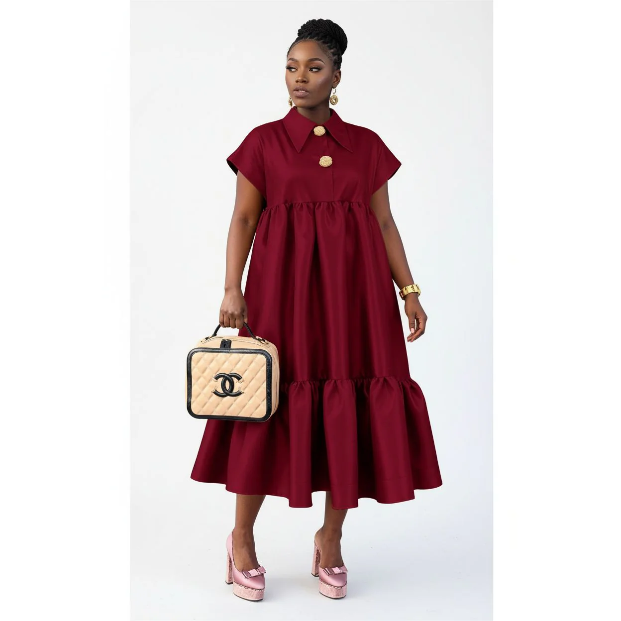 Womens Bubble Loose Fit Maxi Dress - Image 3