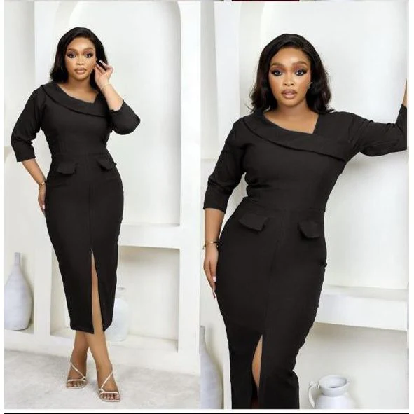 Women's Business Slit Bodycon Midi Dress - Image 3