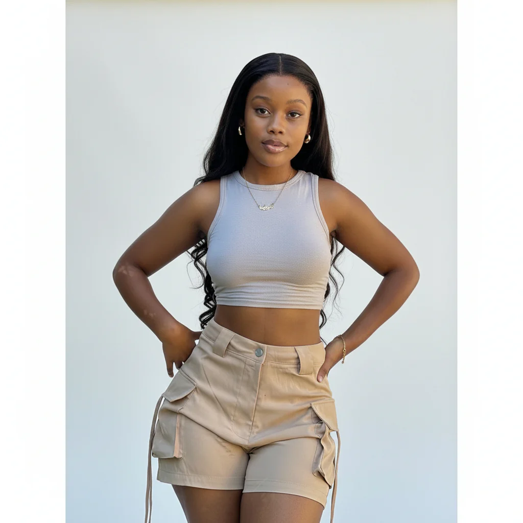 High Waist Work Wear Wide Leg Short Pants - Image 2
