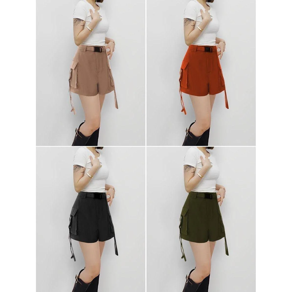 High Waist Work Wear Wide Leg Short Pants - Image 5