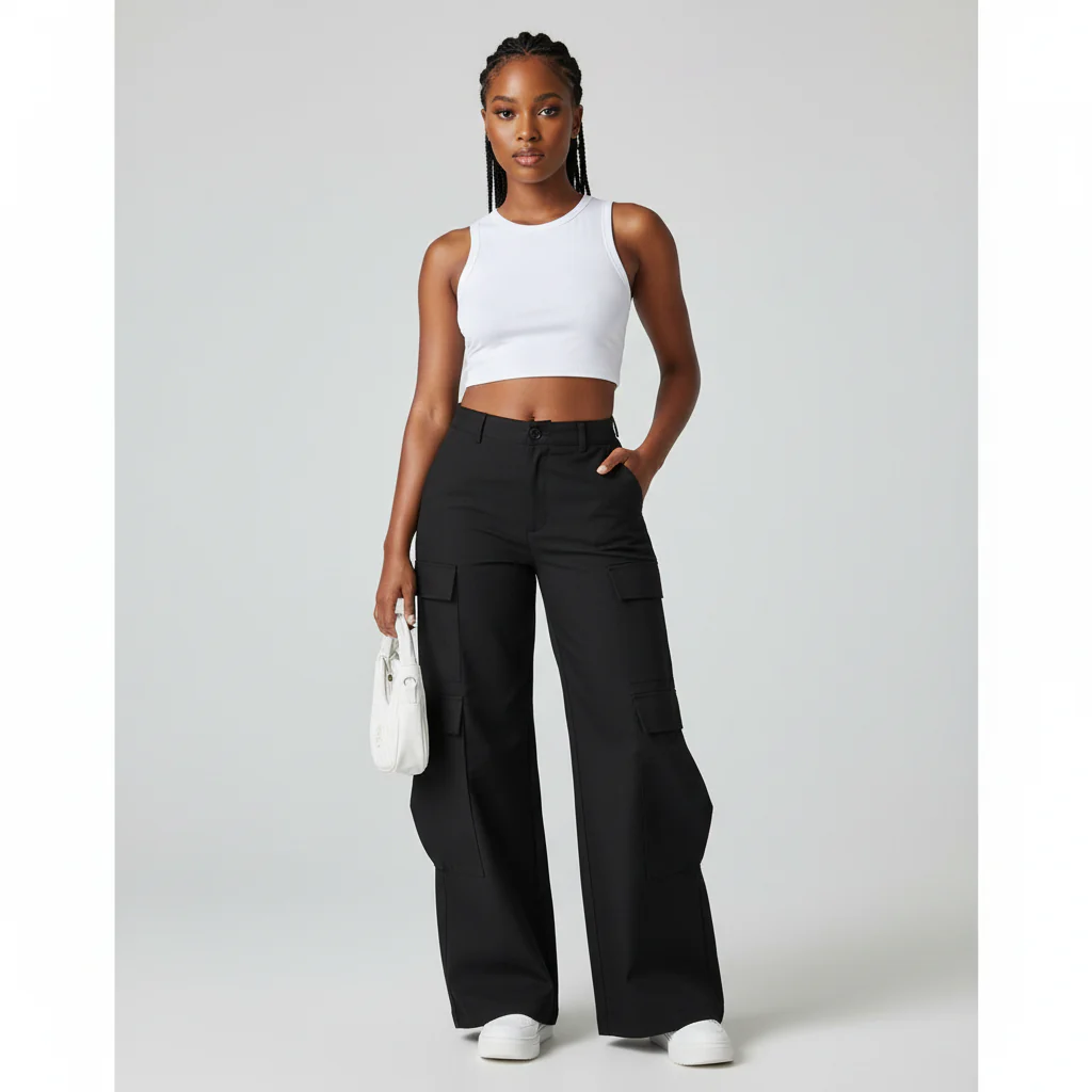 Women's Cargo Pants with Large Pockets - Image 3