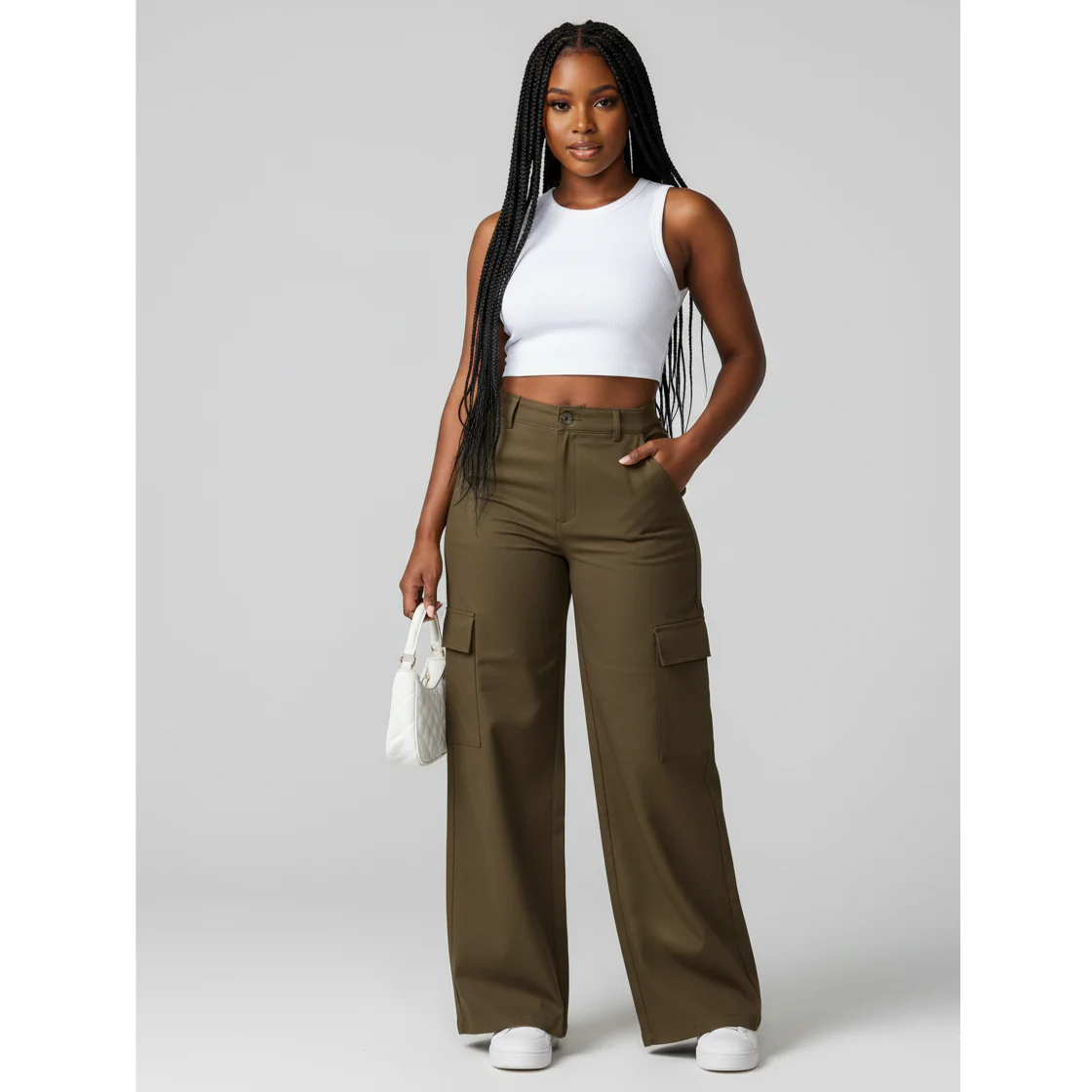 Women's Cargo Pants with Large Pockets - Image 4