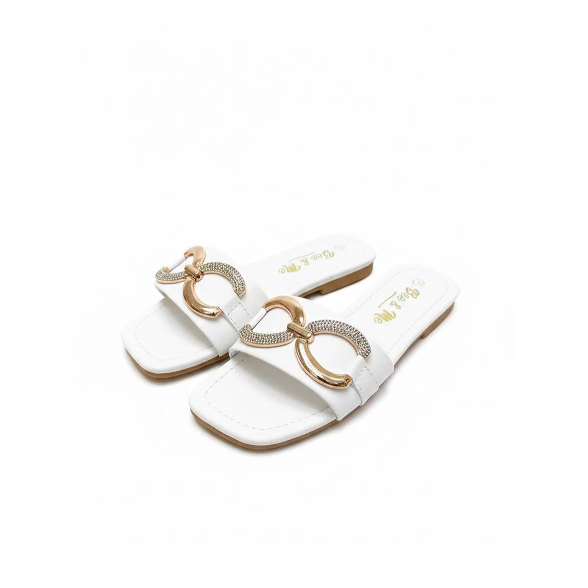 Women's Chain Detail Flat Slide Sandals - Image 3