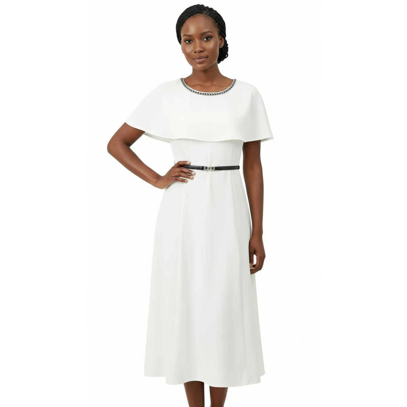 Women's Chiffon Cape Midi Dress - Image 2