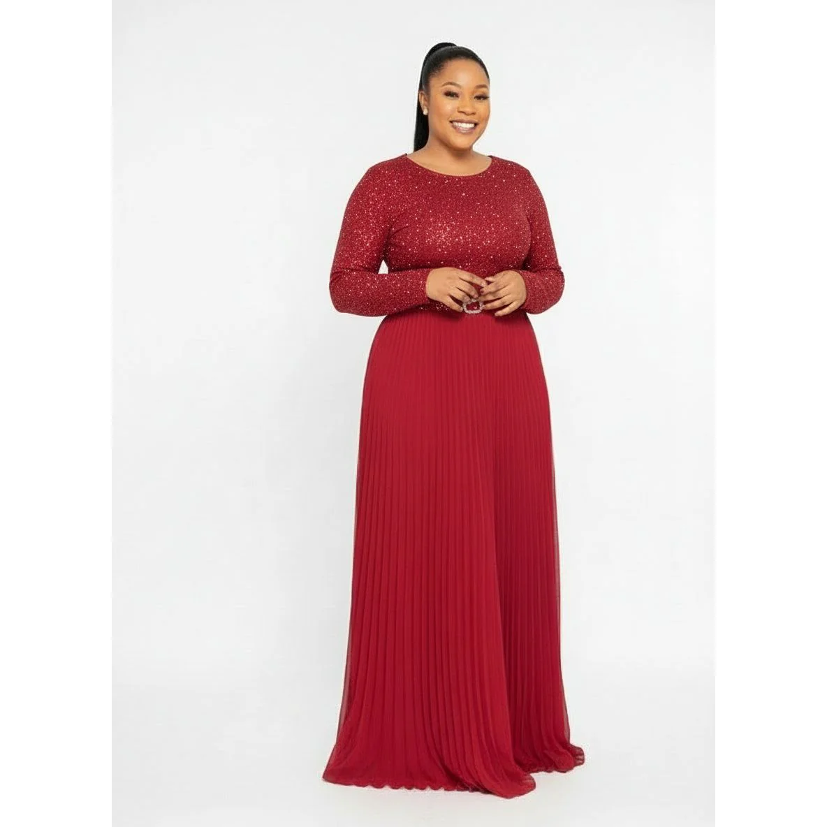 Women's Classy Pleated Long Dress - Image 3