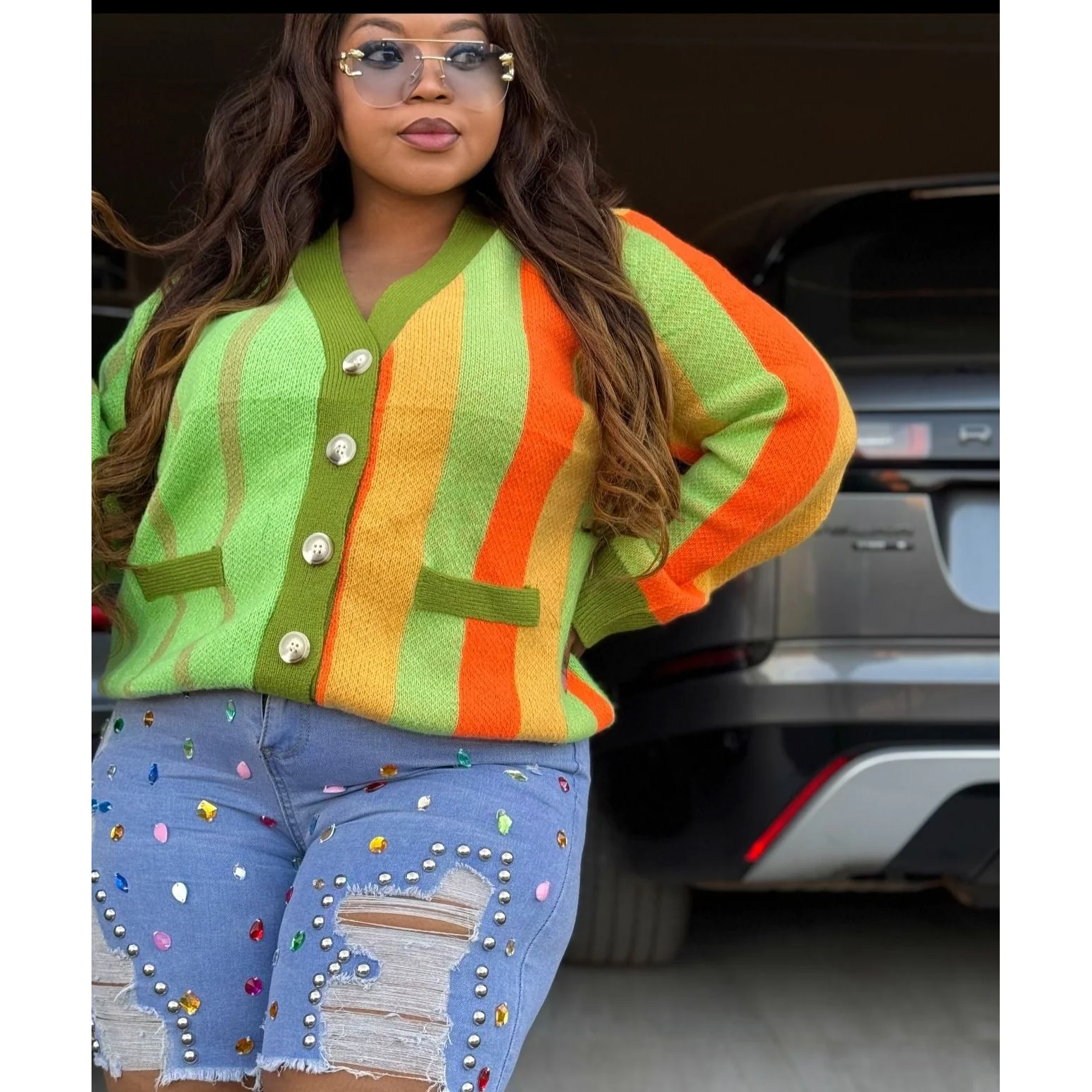 Colorblock Knitted Cardigan Sweater - Image 5