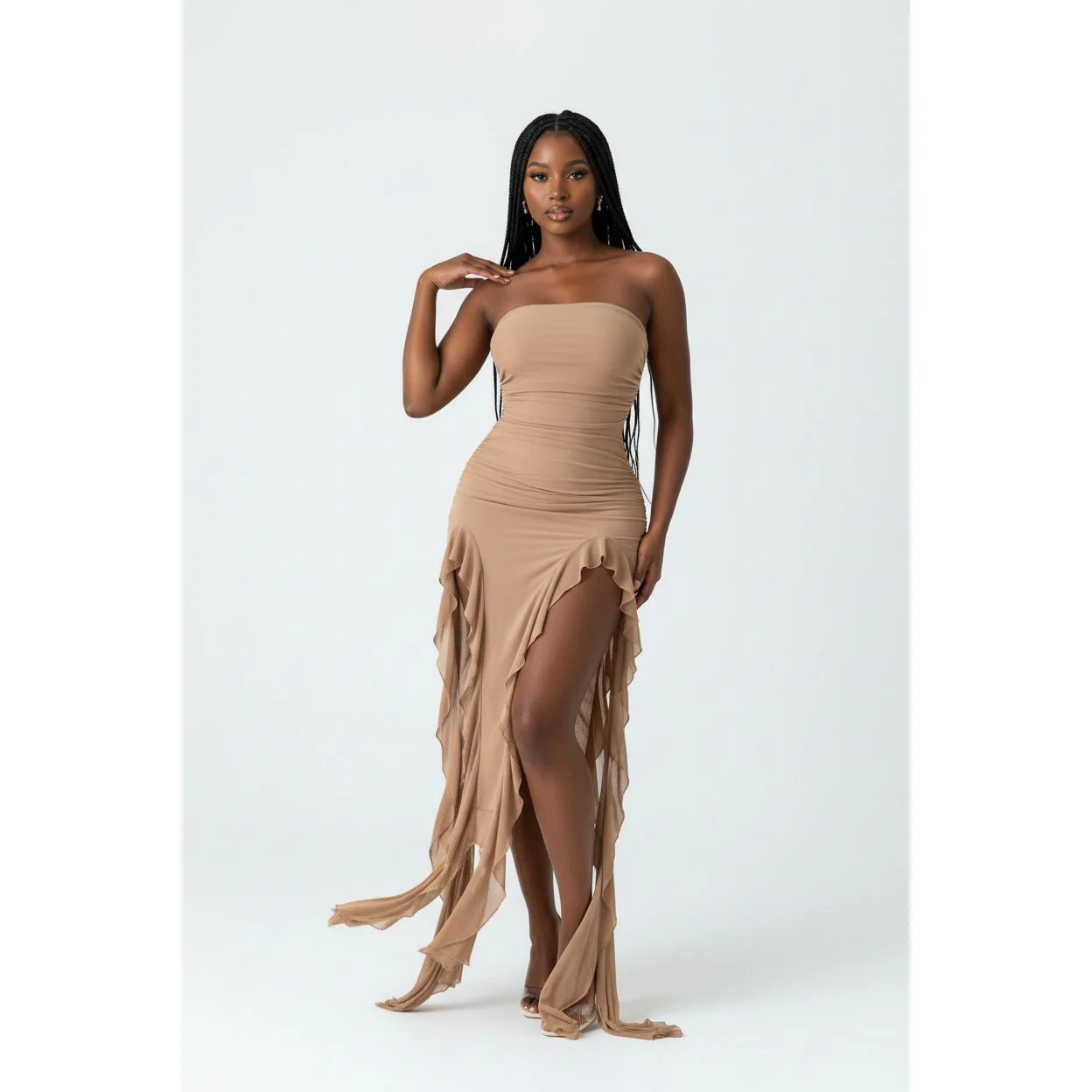 Women's Double Slit Hem Tube Top Dress
