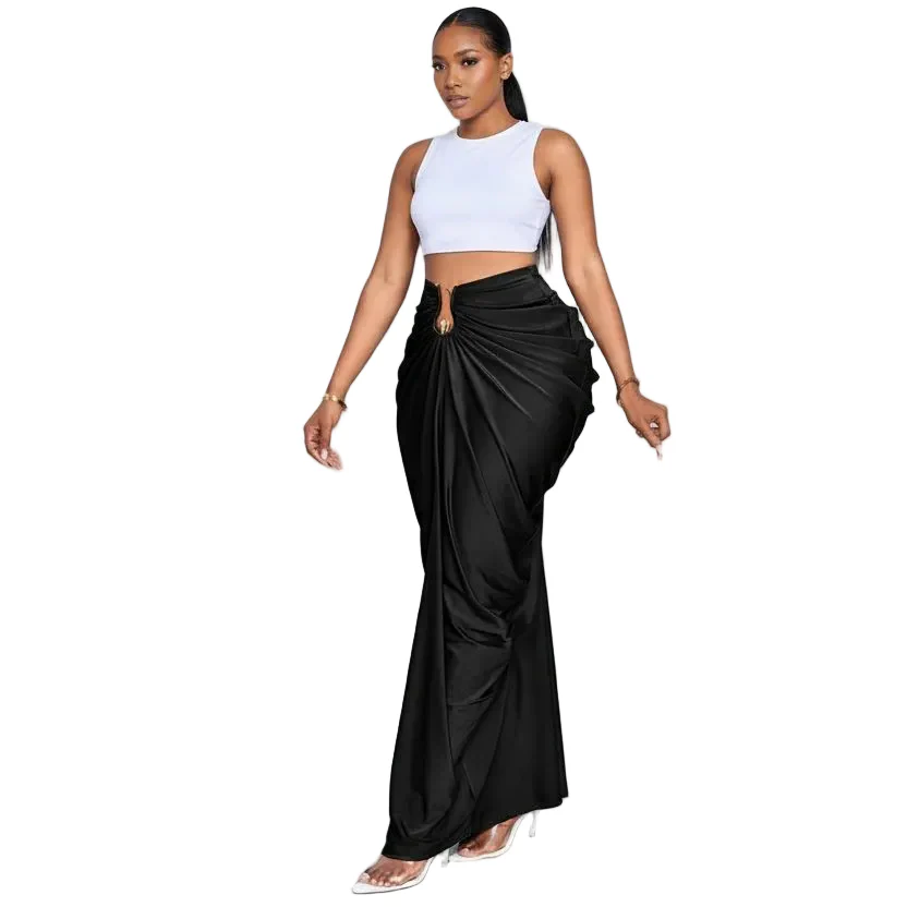 Women's Fashion Solid Color Gathered Ruched Skirt - Image 2