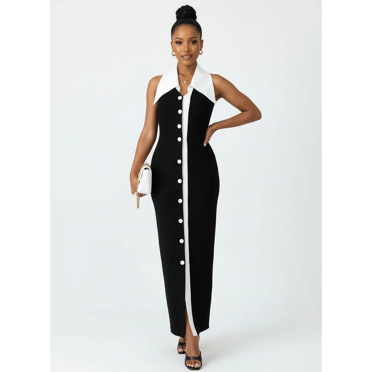 Women's Collar Neck Shirt Style Dress - Image 3