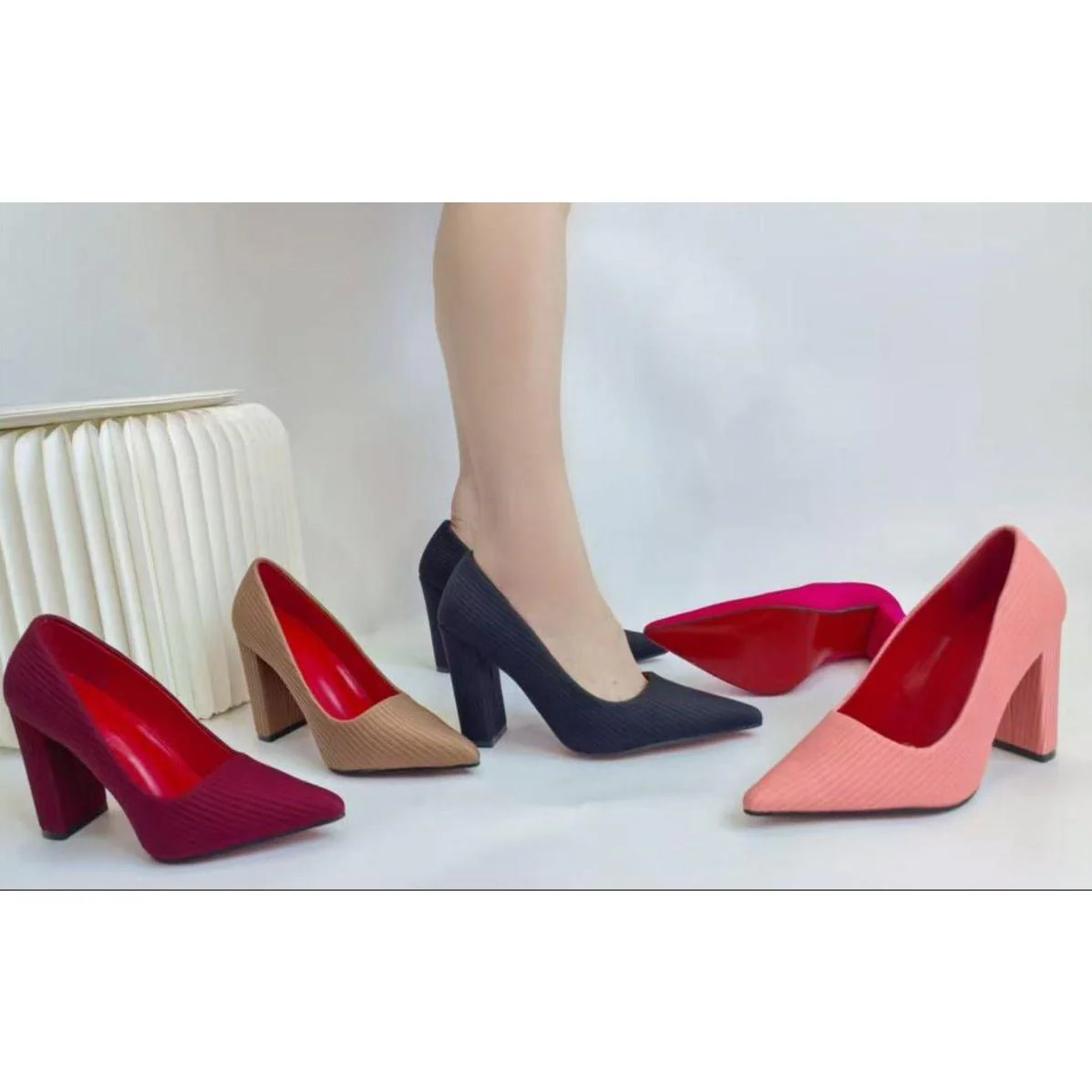 Women's High Chunky Block Closed Toe Heels - Image 2
